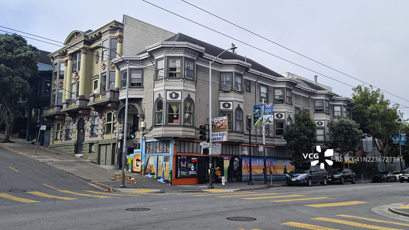 海特-阿什伯里彩色房屋（系列之一），加利福尼亚州旧金山图片素材