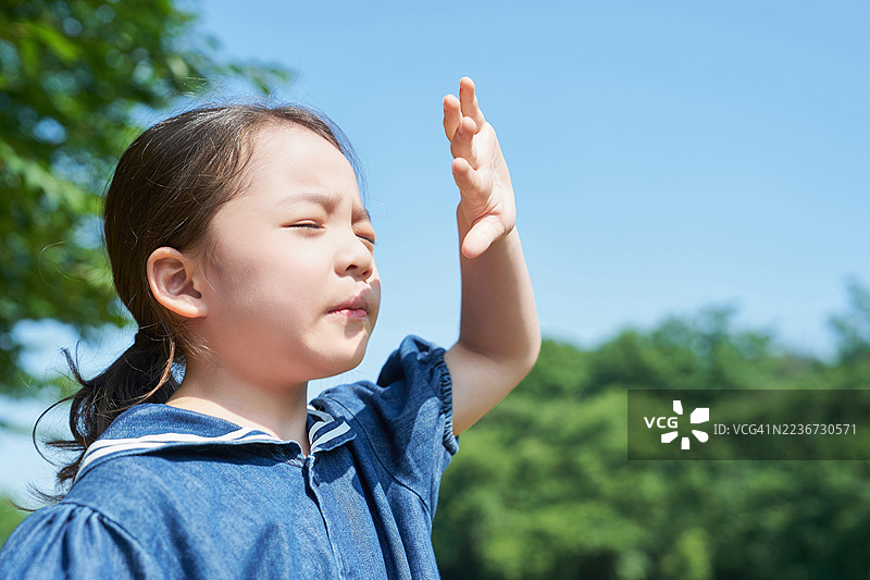 女孩，儿童，热浪，夏天，皱眉图片素材