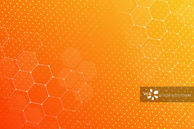 秋季背景 抽象的蜂窝或六边形图案，呈现出鲜艳的黄色和橙色背景图片素材
