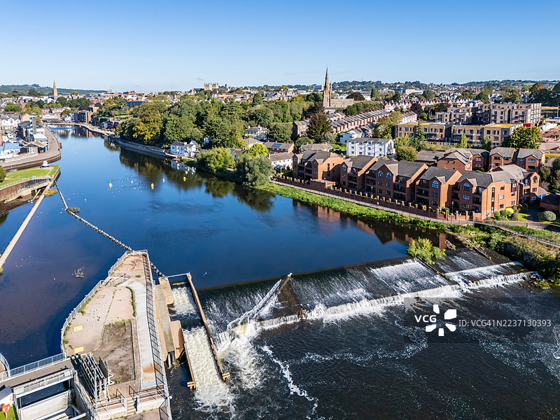埃克塞特的埃克斯河上的特鲁斯水坝图片素材