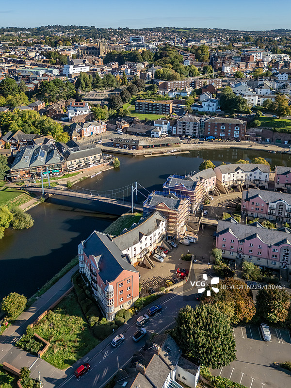 克里克尔皮特桥的埃克塞特码头图片素材