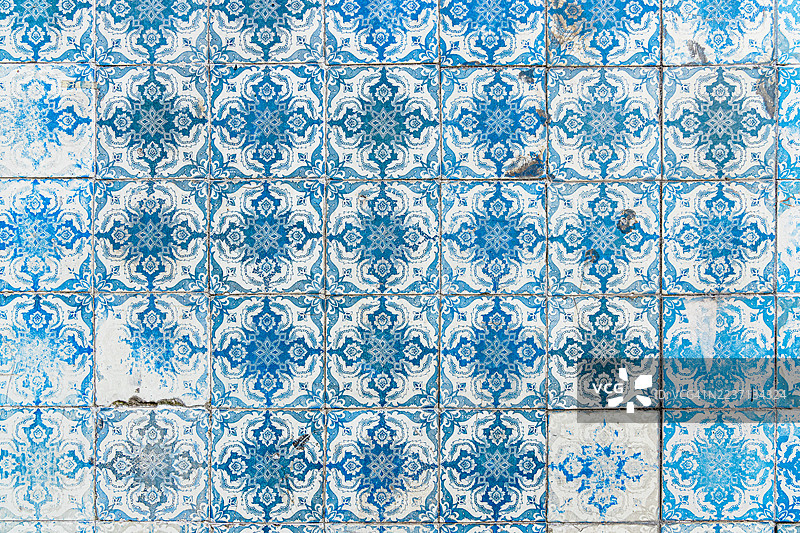 传统葡萄牙蓝色瓷砖图片素材