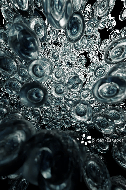 蓝色抽象漂浮细胞或气泡背景图片素材