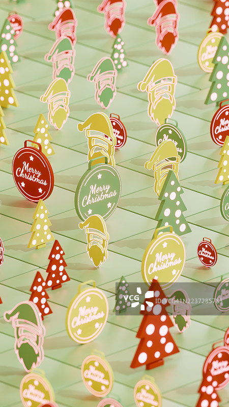 发光的圣诞装饰品和圣诞树，新年节日装饰概念图片素材