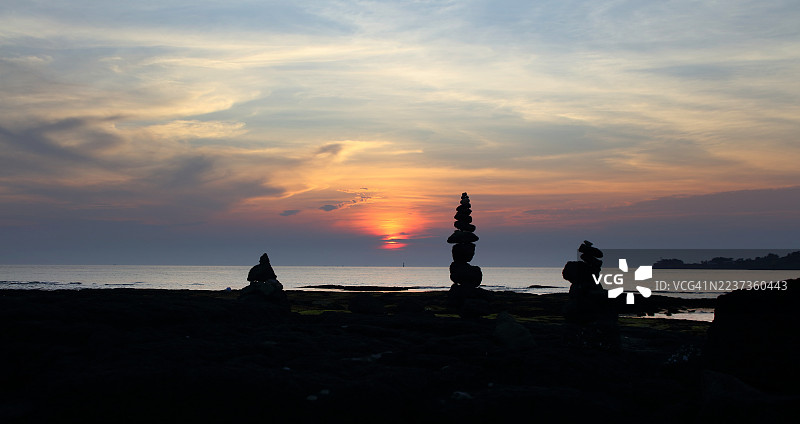 济州岛协才海滩的日落图片素材