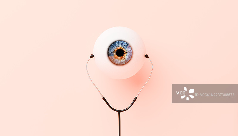 戴着听诊器的巨大眼球图片素材