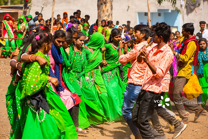 印度中央邦的巴戈里亚部落节日。图片素材