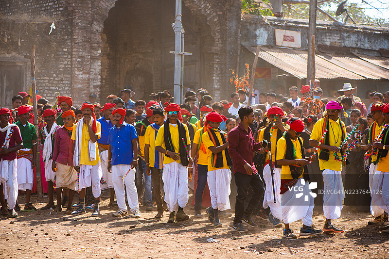 印度中央邦巴戈里亚部落节日图片素材