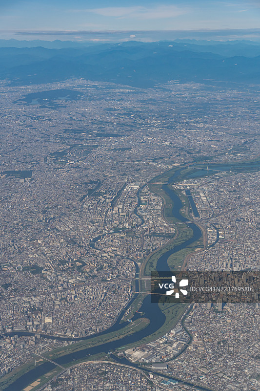 日本东京和埼玉的飞机航拍视角图片素材