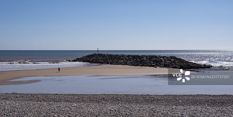 海防堤低潮海沙图片素材