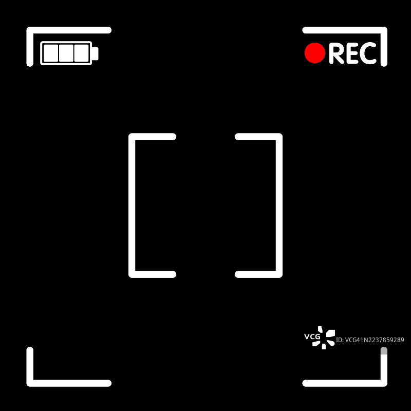 相机取景框，带有录制（REC）符号和电池图标图片素材