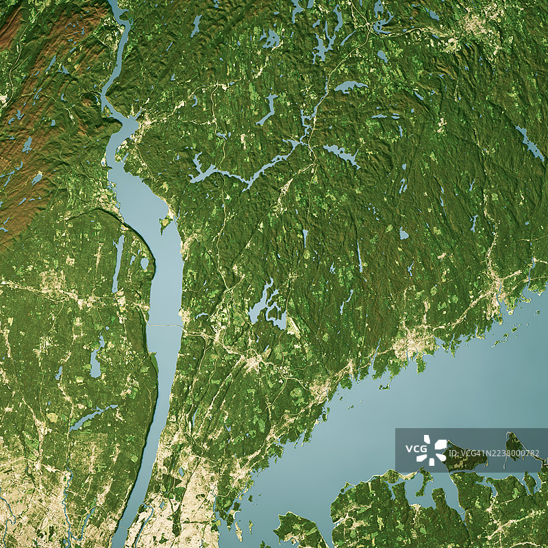 威彻斯特县卫星地形图 3D渲染彩色图片素材