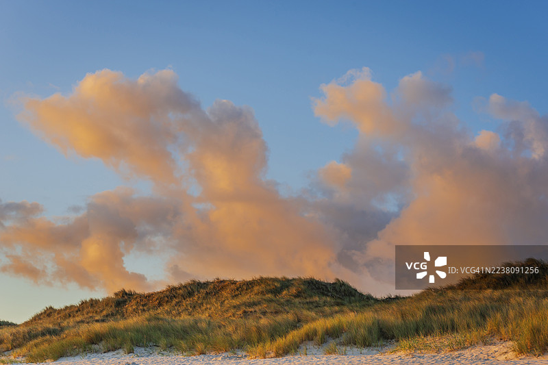 日出埃伦博根海滩，晨光，沙丘，北海岛屿叙尔特图片素材