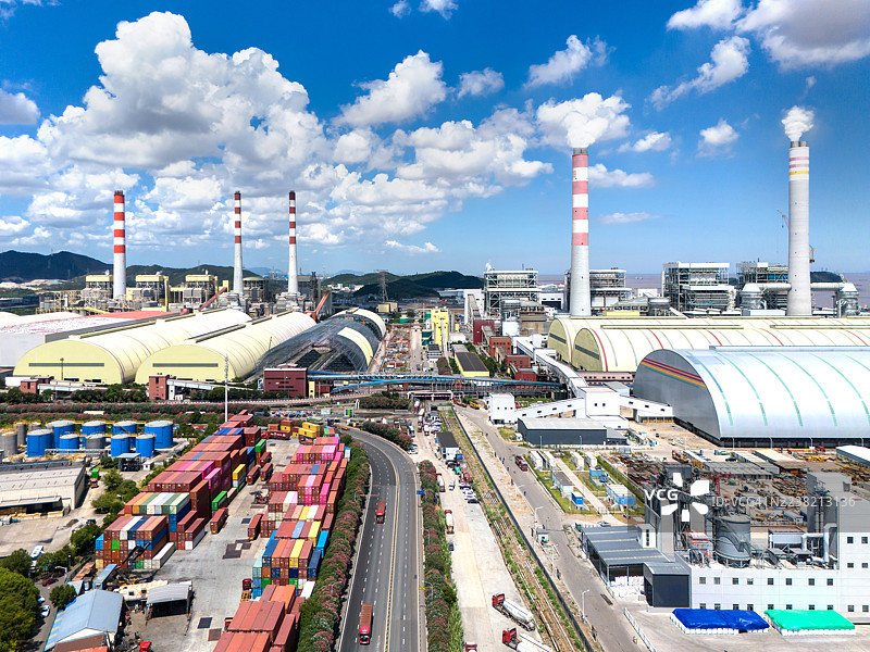 空中俯瞰发电厂图片素材