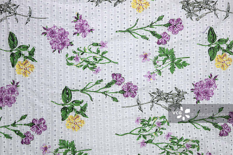 白底碎花图案的布料图片素材