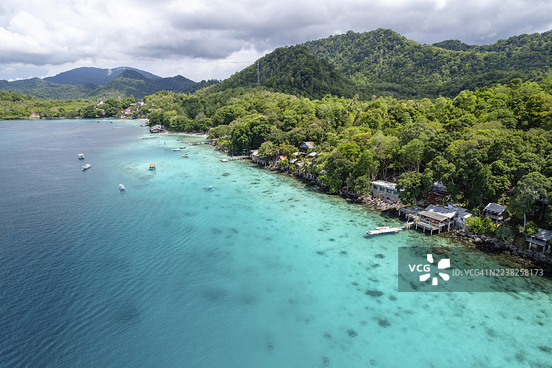 印度尼西亚苏门答腊亚齐省威岛伊博伊赫的航拍图图片素材