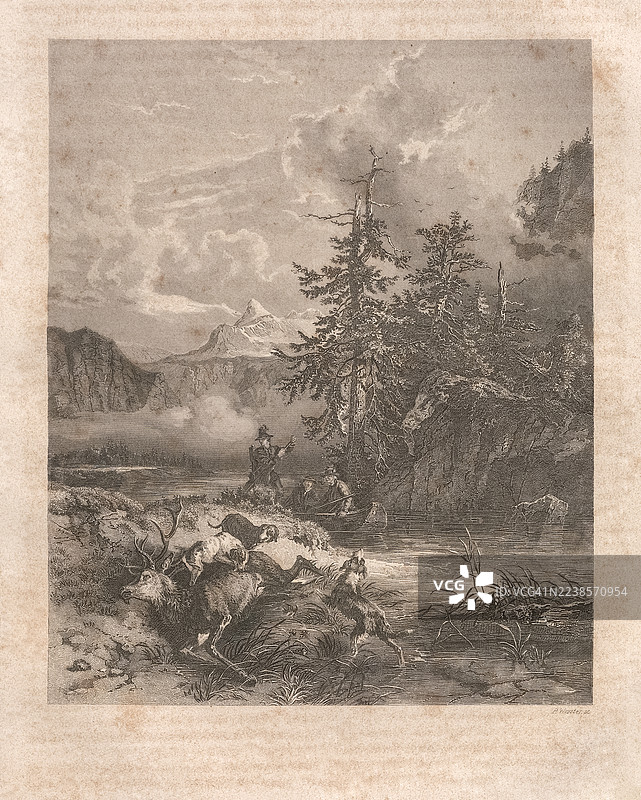 鹿狩猎场景图片素材