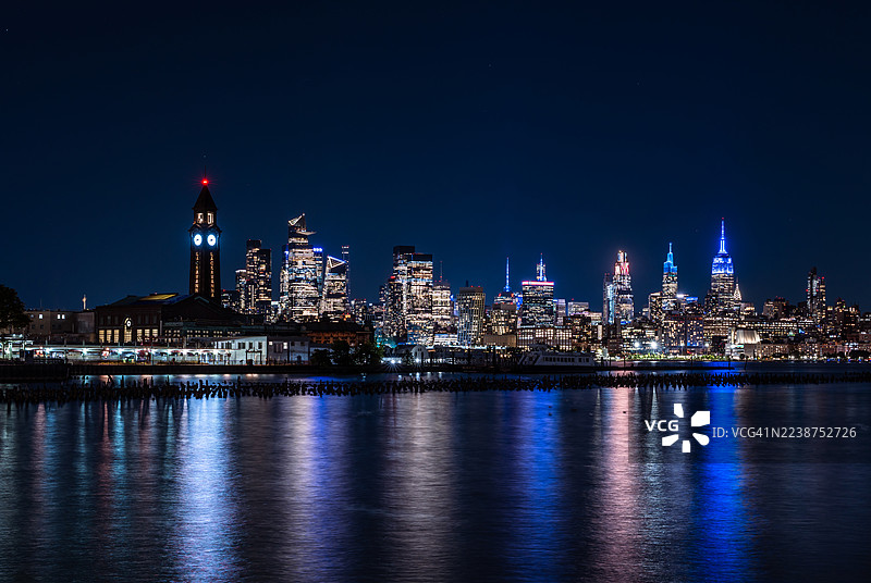 霍博肯火车站与曼哈顿天际线图片素材