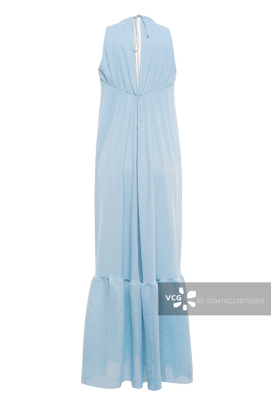 蓝色的连衣裙，孤立在白色背景上，隐形模特图片素材