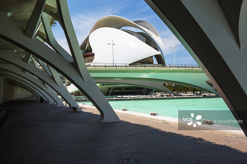 旅行目的地：西班牙瓦伦西亚的艺术与科学城中的索菲亚王后艺术宫图片素材