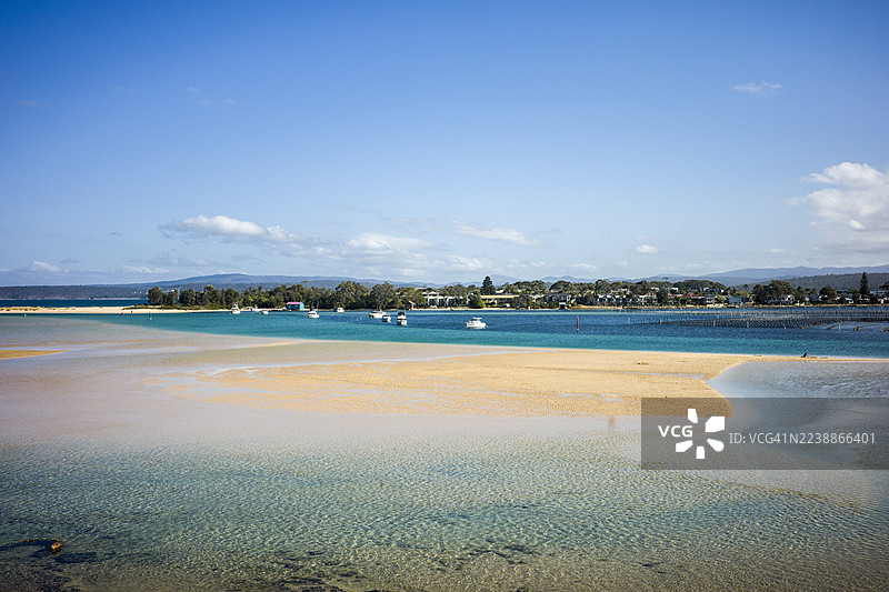 海滩天堂。新南威尔士州梅里姆布拉南海岸一个绝美的澳大利亚海滩。图片素材