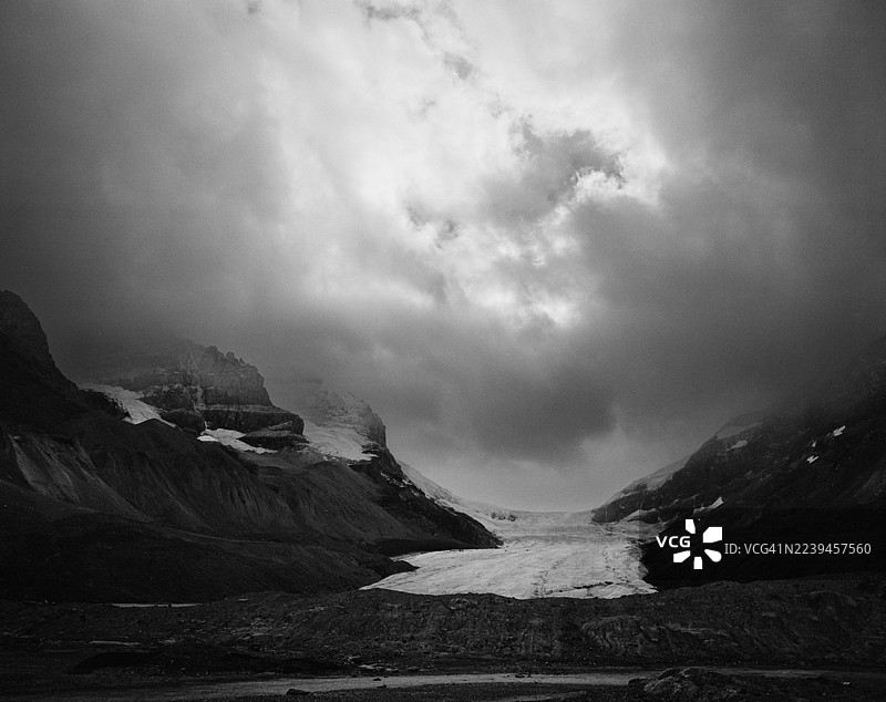 加拿大哥伦比亚冰原的阿萨巴斯卡冰川图片素材