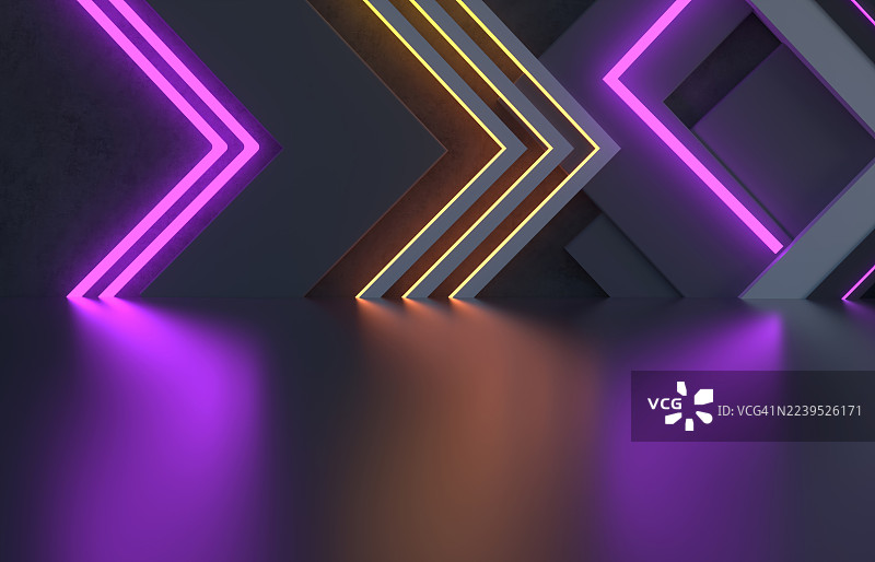 发光的3D室内空间背景图片素材