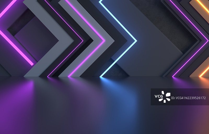 发光的3D室内空间背景图片素材