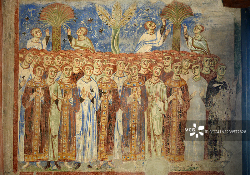 圣安杰洛因·福尔米斯修道院教堂 - 最后的审判 - 左下角的圣徒图片素材