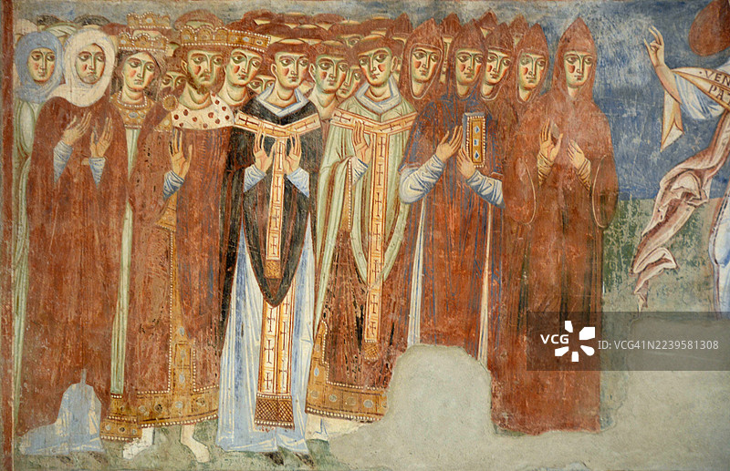 圣安杰洛因·福尔米斯修道院教堂 - 末日审判 - 左上方受祝福者图片素材