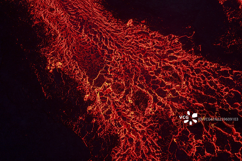 火山喷发，熔岩细节，斯克里苏赫迪火山坑链，靠近格林达维克，雷克雅内斯半岛，冰岛西南部，冰岛图片素材