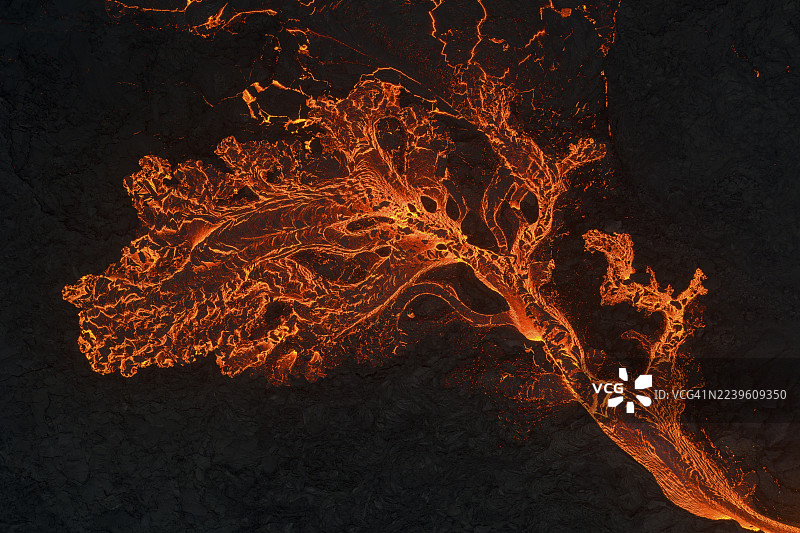 火山喷发,熔岩细节,桑德努库火山口链,靠近格林达维克,雷克雅内斯半岛,冰岛西南部,冰岛图片素材