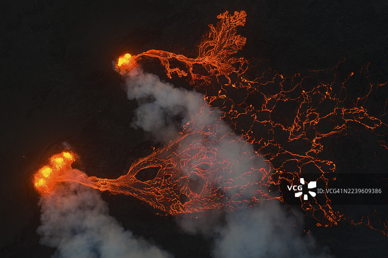 火山喷发，熔岩细节，桑德赫努克火山链，靠近格林达维克，雷克雅内斯半岛，冰岛西南部，冰岛图片素材