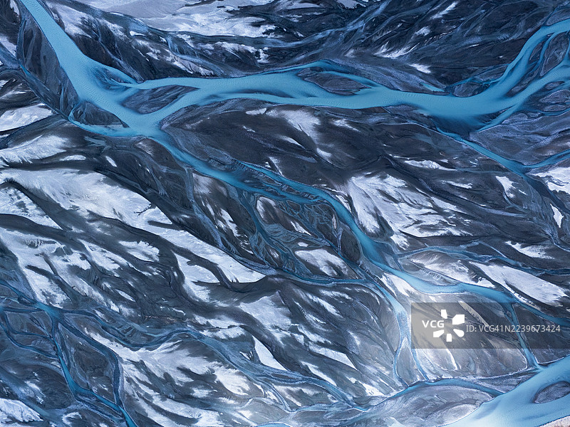 吉尔吉斯斯坦萨雷贾兹河谷地貌纹理的航拍图图片素材