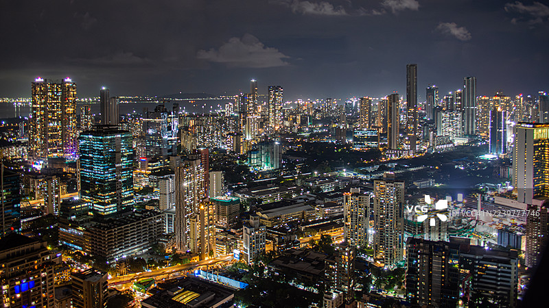 夜晚孟买东部市中心景观图片素材