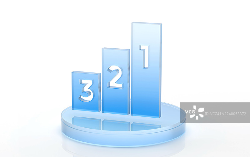 排名领奖台蓝色透明玻璃图标图片素材