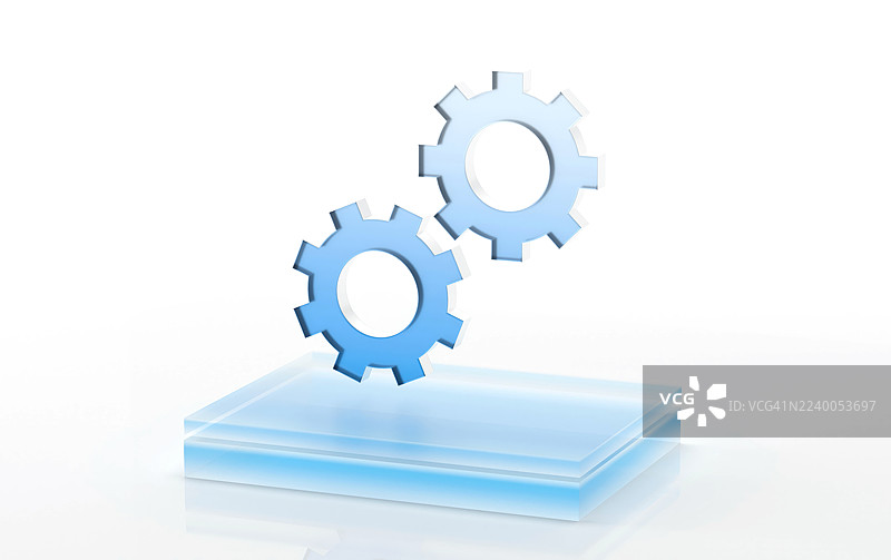 齿轮蓝色玻璃图标图片素材