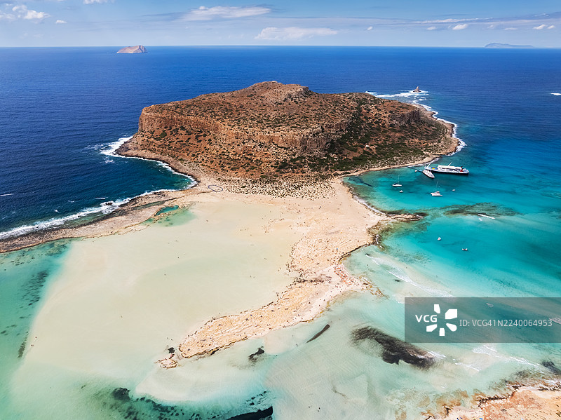 空中俯瞰巴洛斯海滩泻湖。克里特岛，希腊图片素材