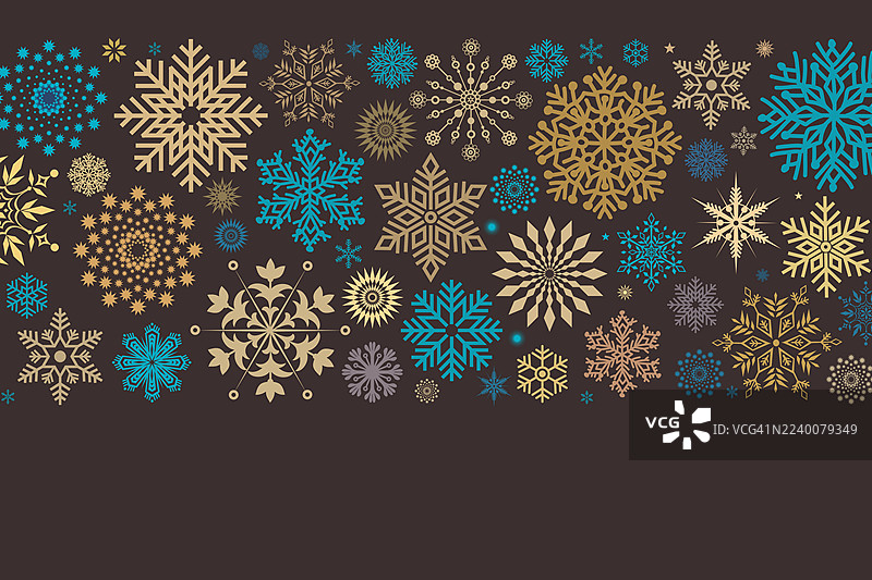 优雅的雪花设计，背景为巧克力棕色，留有文字空间。图片素材