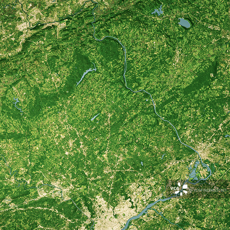 宾夕法尼亚州巴克斯县卫星地形图三维渲染彩色版图片素材