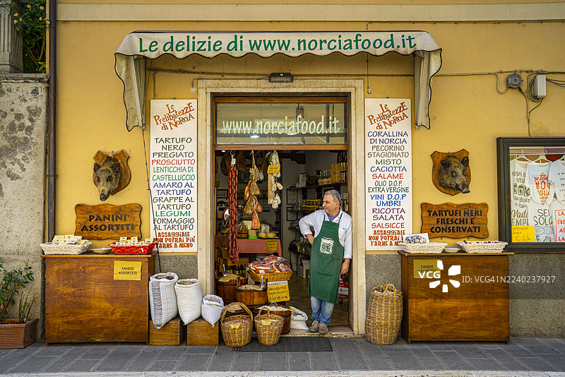 翁布里亚，诺尔恰的熟食店图片素材