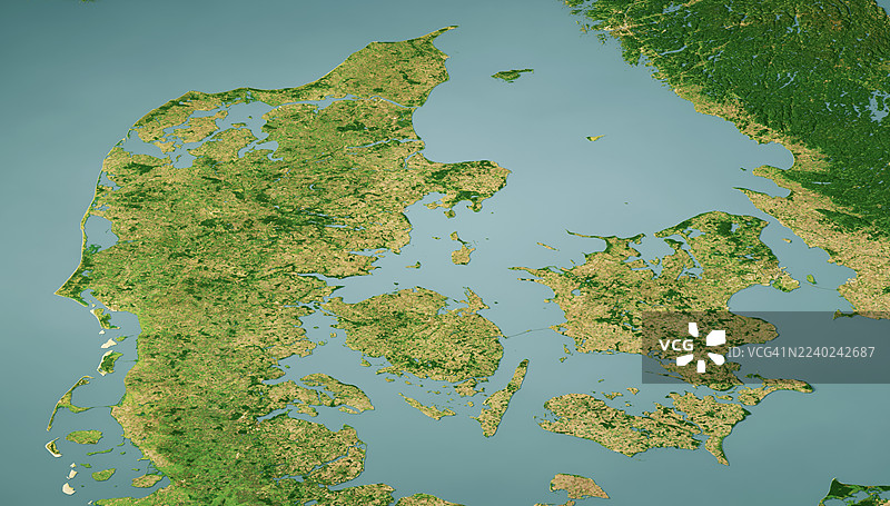 丹麦卫星地貌彩色边框三维渲染图图片素材