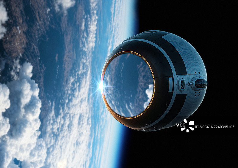 地球轨道上的卫星，插画图片素材