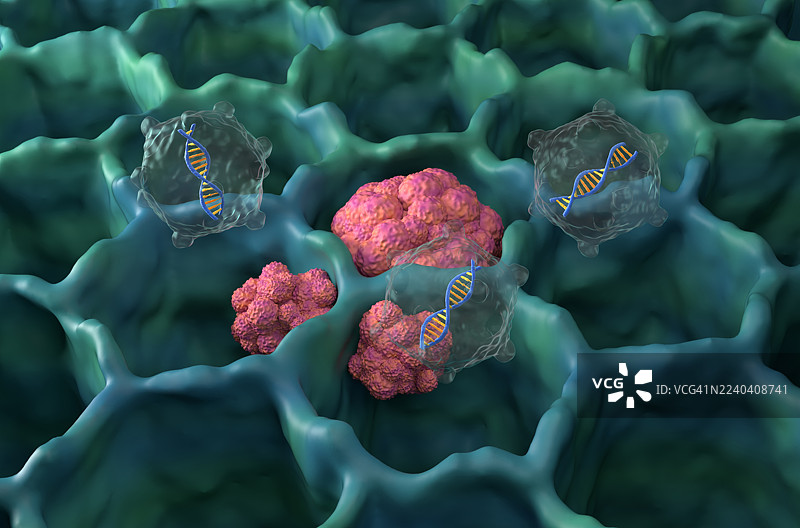 肺癌基因疗法，概念插画图片素材