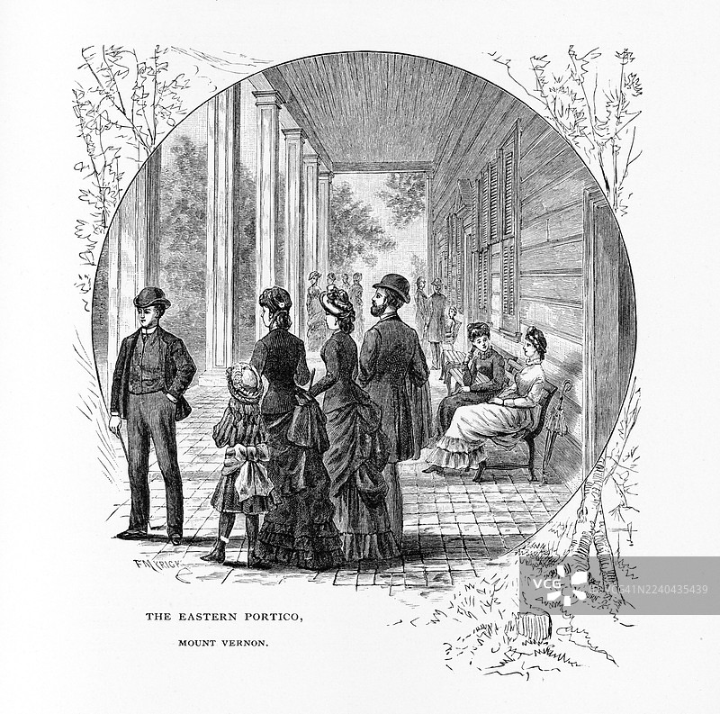 1884年的弗农山庄东门廊图片素材