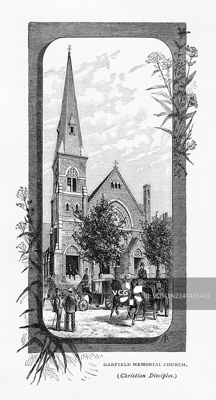 1884年的加菲尔德纪念教堂图片素材