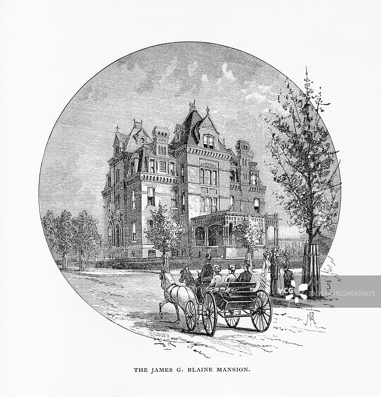 1884年华盛顿特区的布莱恩府邸图片素材