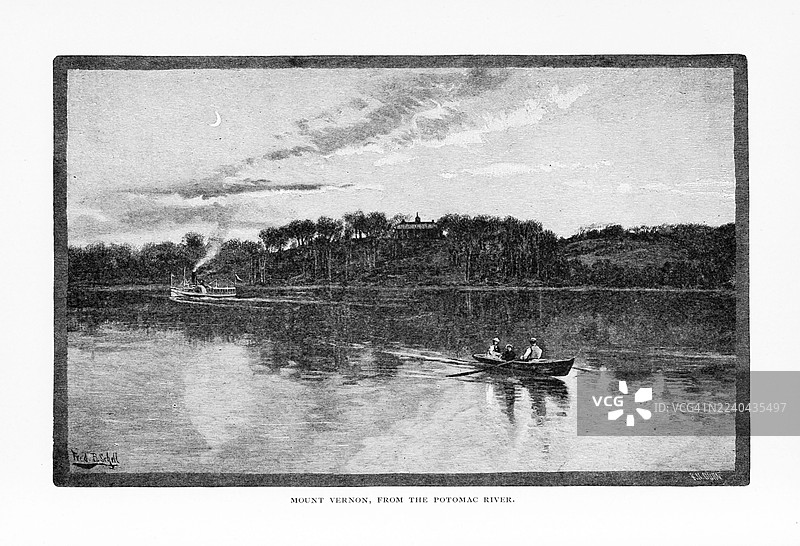 1884年，从波托马克河眺望弗农山（Mount Vernon）图片素材