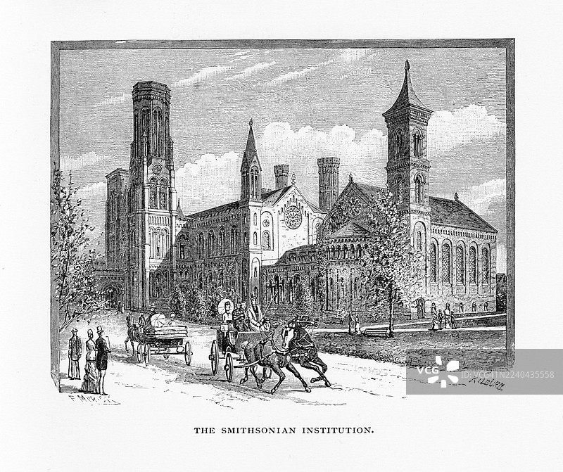 1884年的史密森尼学会建筑图片素材