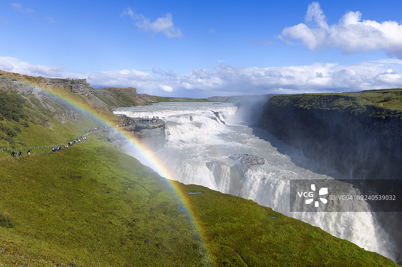 冰岛黄金圈公路上的著名黄金瀑布图片素材